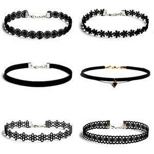 Lightweight Black Velvet Choker Set - 6PC Trendy Necklaces for Any Occasion